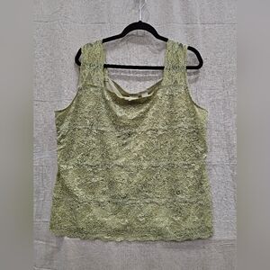 Emma James Woman's Tank Top Shell Lace Front Olive Green Size 3X